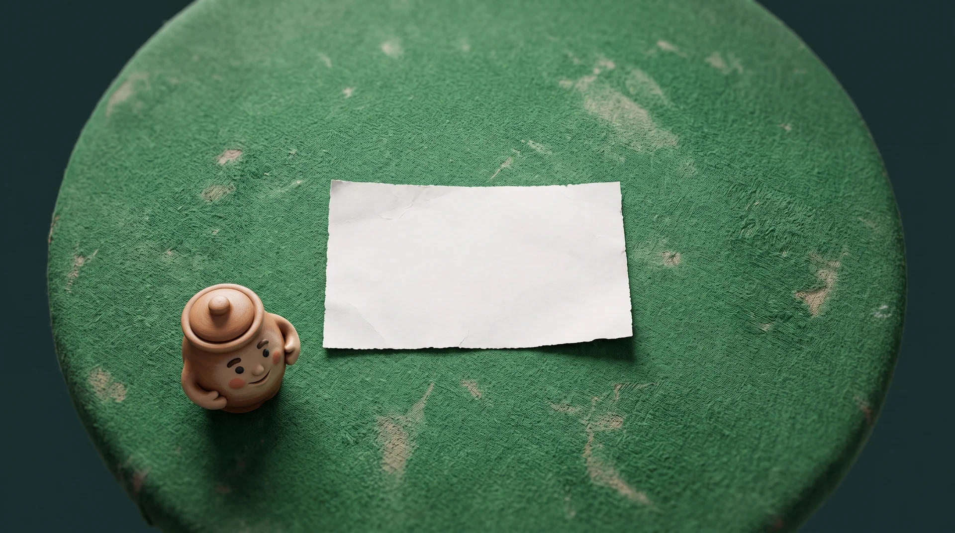 Empty felt table with a blank dare slip