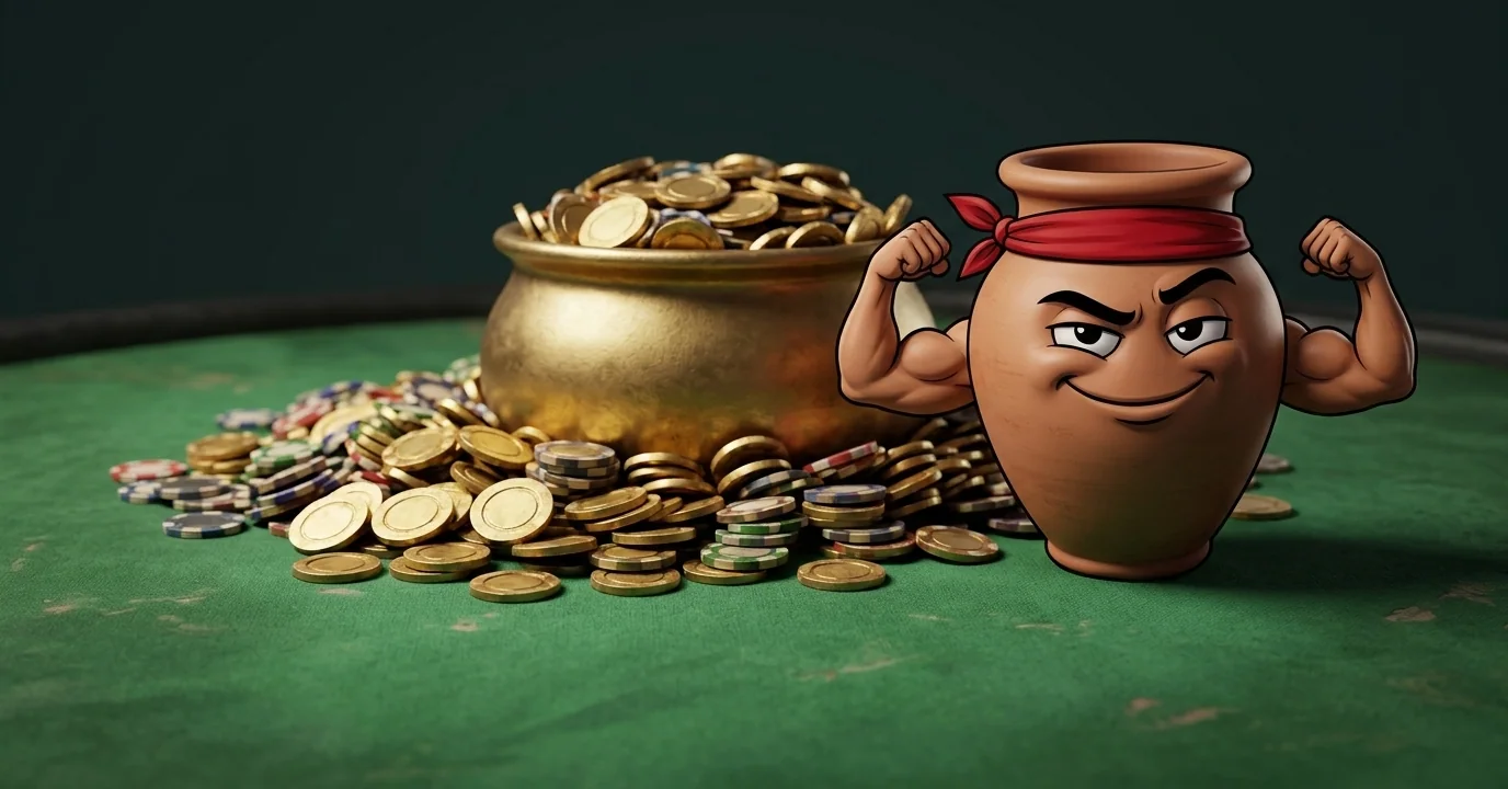 Overflowing pot with cheering Potty